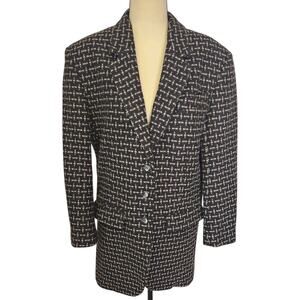 InWear Italian Wool Blend Black White Single Breasted Classic Blazer Size Medium